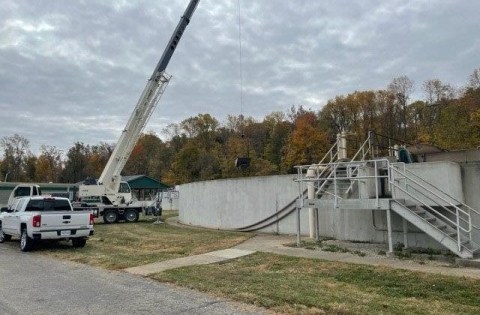 Water treatment plant tank installation